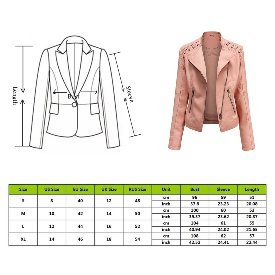 Leather Jacket For Women Spring Autumn Solid Slim Cool Female PU Faux Leather Jacket Women Basic Zipper Jacket Streetwear 201030