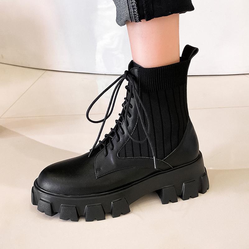 Female Knitting Genuine Leather Motorcycle Boots thick high heels Night Club Shoes Woman Autumn Winter Punk Women Ankle Boots1, Black
Female Knitting Genuine Leather Motorcycle Boots thick high heels Night Club Shoes Woman Autumn Winter Punk Women Ankle Boots1, Black