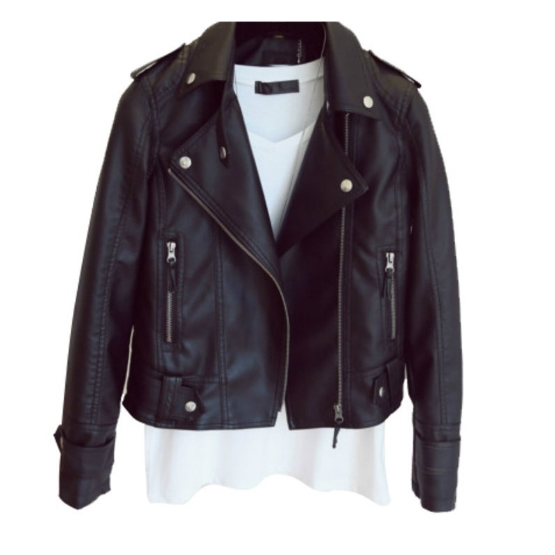 RICORIT Warm Winter Motorcycle Coat Female Faux Leather Lapel Short Coats Koren Fashion Women Bomber Jackets 201030