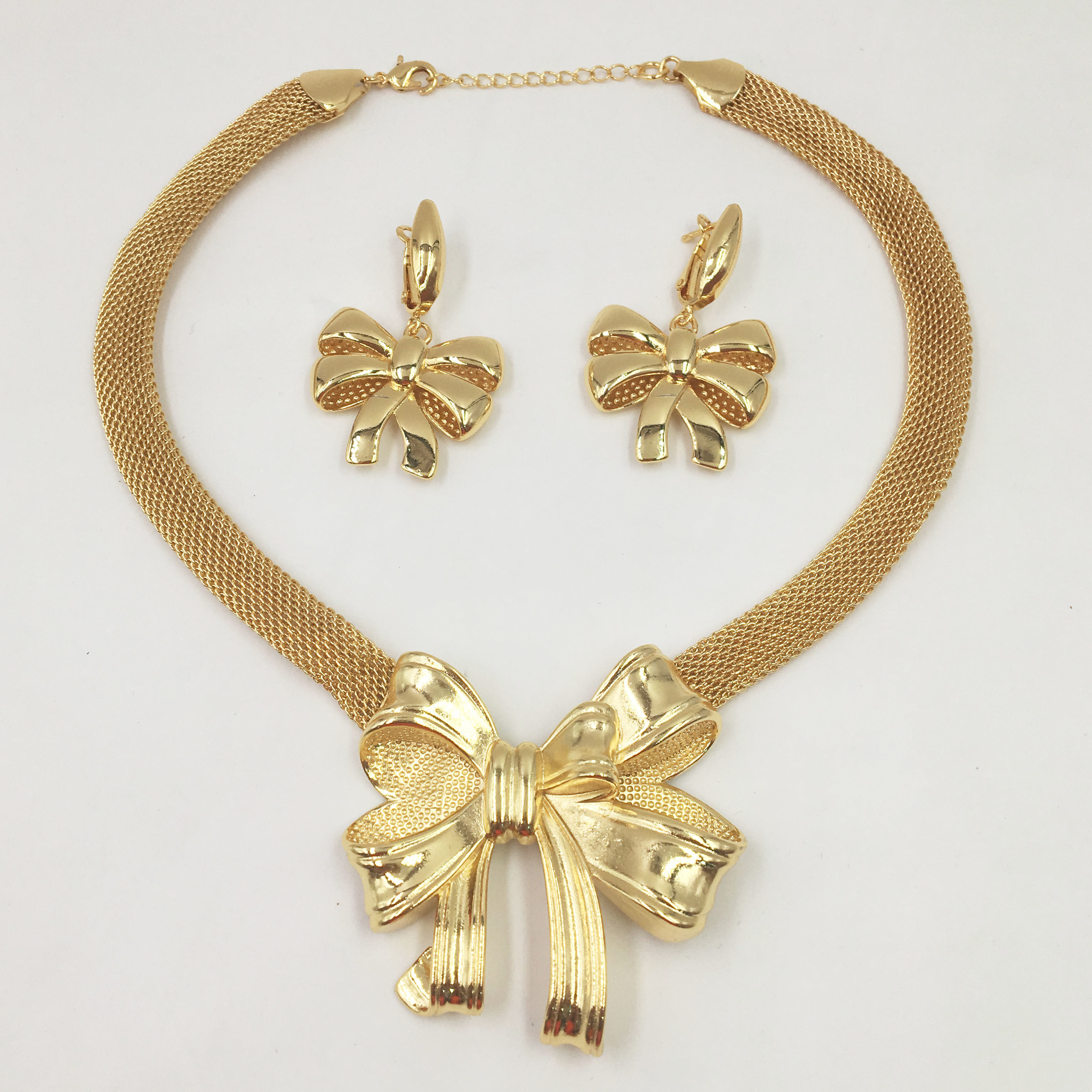 Dubai gold necklace earrings collection fashion Nigeria wedding African pearl jewelry collection Italian women's jewelry set 201222