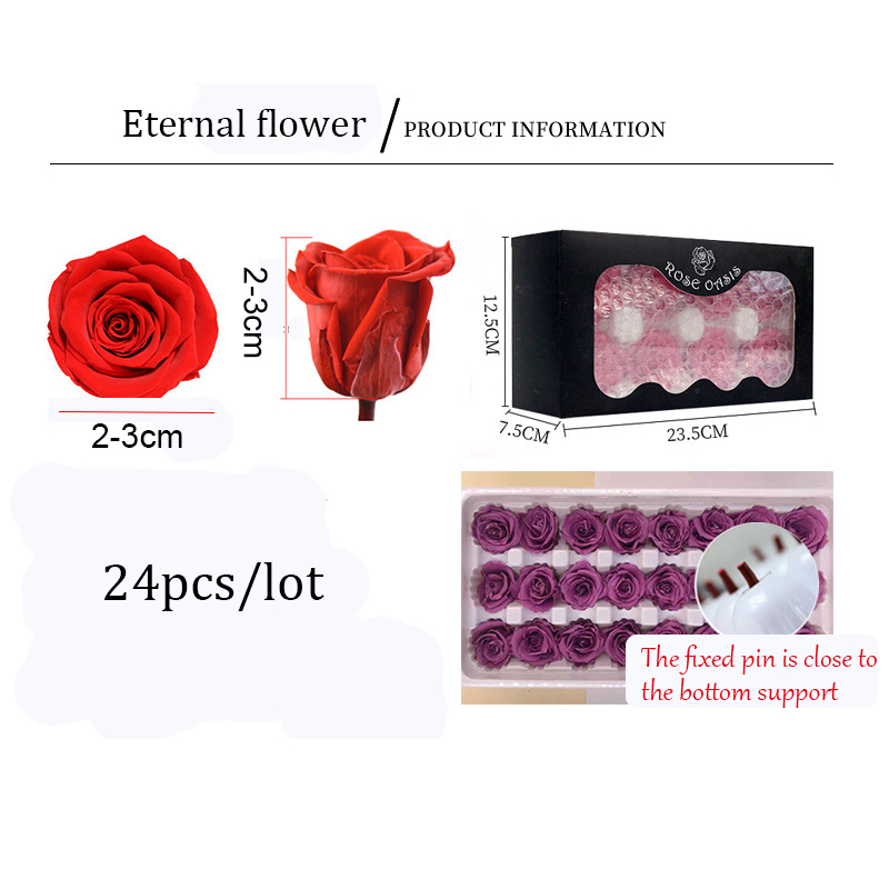 24pcs Preserved Flowers Rose Immortal Rose Mothers Day DIY Wedding Eternal Life Flower Material Gift Wholesale dried Flower/Box Z1202