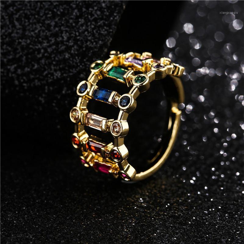 Cluster Rings Rainbow Color Crystal Cubic Zircon Geometric Ring For Women Girl Open Design Adjustable Size Party Femme Bijoux, Golden;silver
Cluster Rings Rainbow Color Crystal Cubic Zircon Geometric Ring For Women Girl Open Design Adjustable Size Party Femme Bijoux, Golden;silver