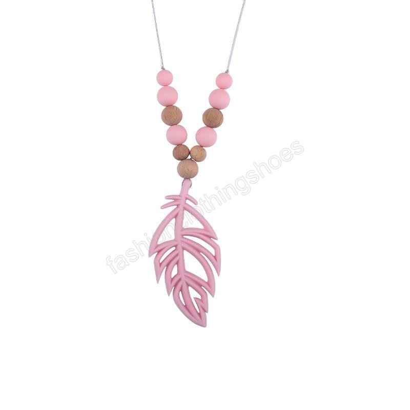 Silicone Leaves shape Teether necklace Baby tree leaf Teething Toy Nursing Soothers infant Chewable Sensory Teethers Pendant