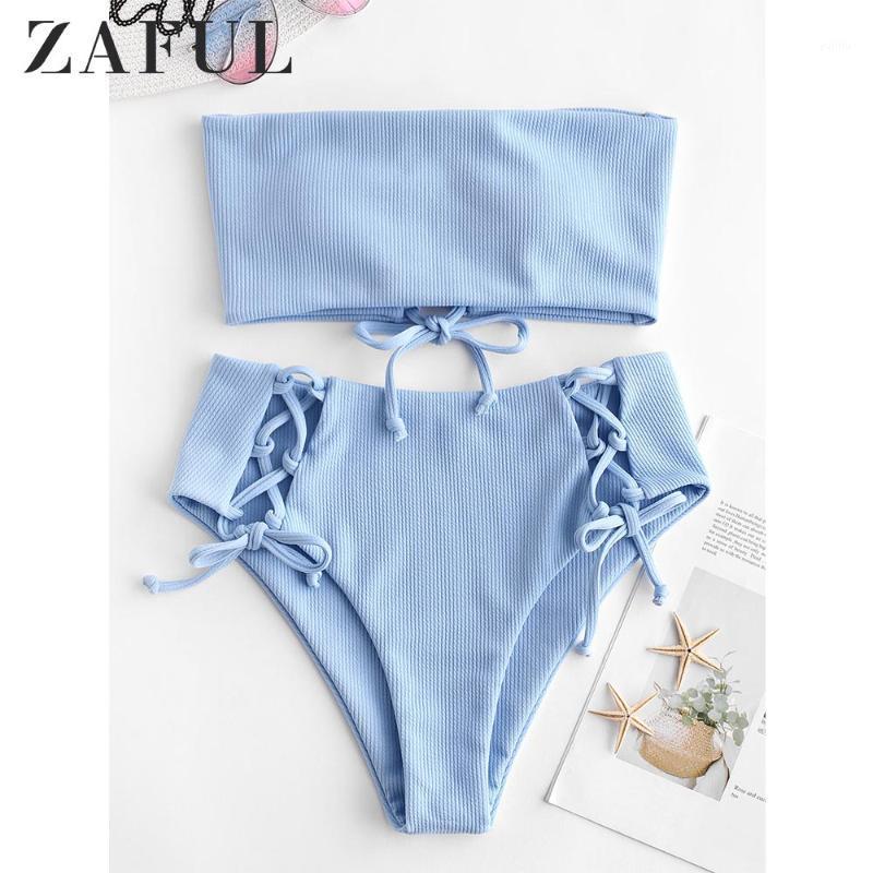 ZAFUL Ribbed Lace Up High Waisted Bikini Set Strapless High Waisted Cut Bandeau Bikini Women Solid Swimsuit Summer Swimwear 20201
ZAFUL Ribbed Lace Up High Waisted Bikini Set Strapless High Waisted Cut Bandeau Bikini Women Solid Swimsuit Summer Swimwear 20201