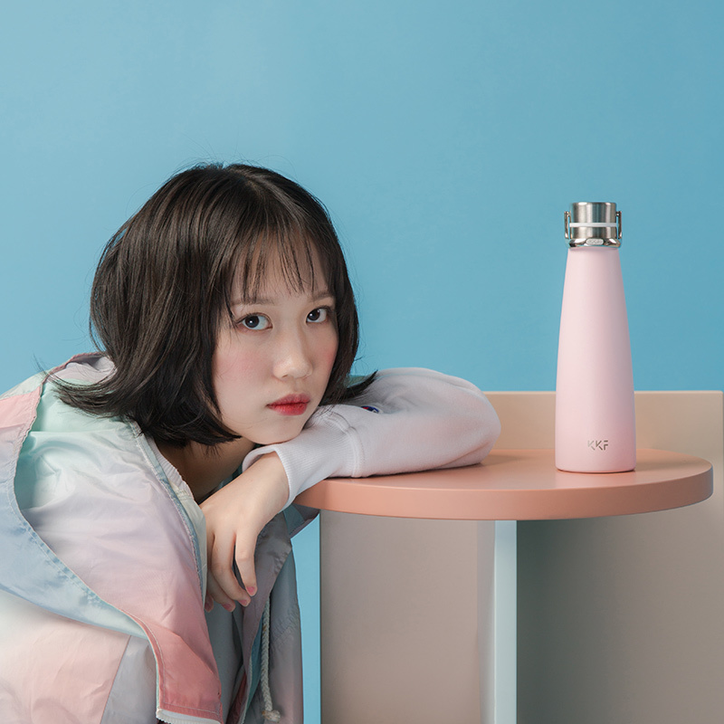 KKF Vacuum Bottle 475ML Stainless Steel Thermos 24H Insulation Cup Normalversion Flask Sports Travel Mug Cold Cup Thermos 201204