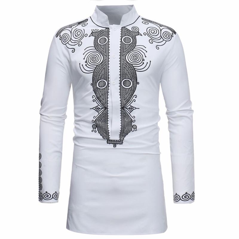 New Dashiki Fashion African Traditional Printed Rich Bazin Men Long Sleeve Africa Clothing Thobe Dress for Man Shirt AAA Discount for in-store purchas