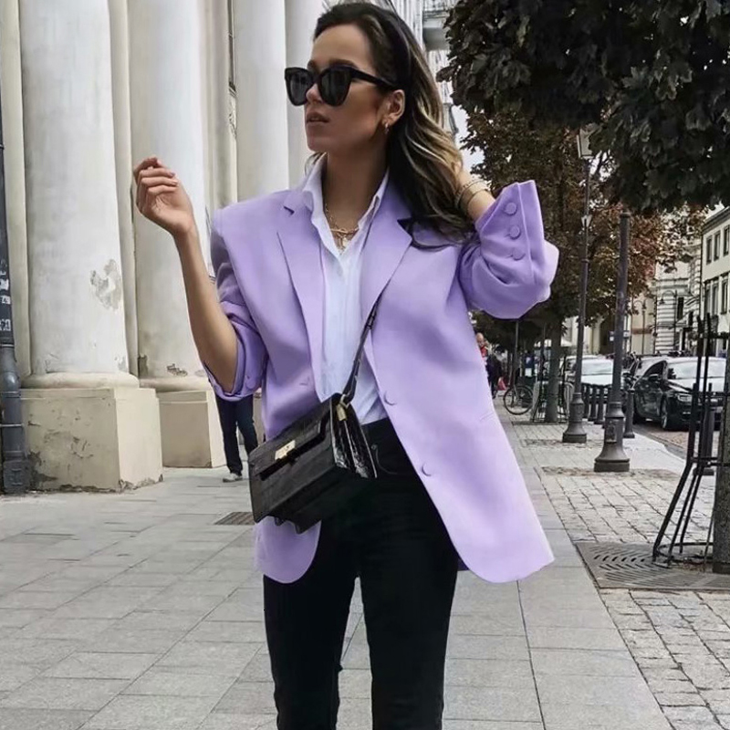 2021 New Autumn Blazer Turn Down Collar Vintage Purple Jacket Fashion Style Loose Women' Coat Tops for Women Outerwear Rjhk, Lavender
2021 New Autumn Blazer Turn Down Collar Vintage Purple Jacket Fashion Style Loose Women' Coat Tops for Women Outerwear Rjhk, Lavender