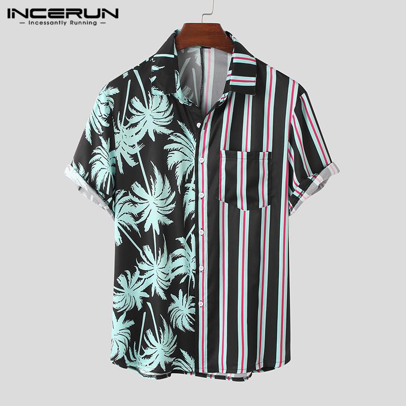 INCERUN Men Striped Printed Shirts Summer Short Sleeve Lapel Patchwork Camisa Loose Pocket Hawaiian Beach Chemise Streetwear 3XL, Blue
INCERUN Men Striped Printed Shirts Summer Short Sleeve Lapel Patchwork Camisa Loose Pocket Hawaiian Beach Chemise Streetwear 3XL, Blue