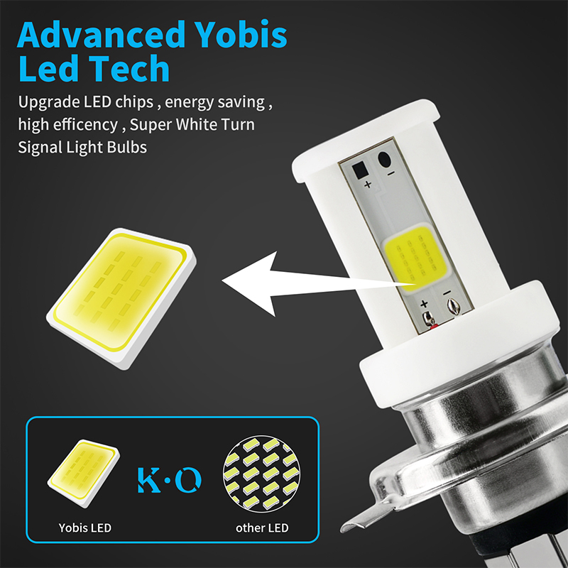 Ceramic H4 Led Motorcycle Headlight Bulbs 3 Sides COB Chips 1200LM 6000K Moto Light Scooter Motobike Head Lamp ATV Accessories