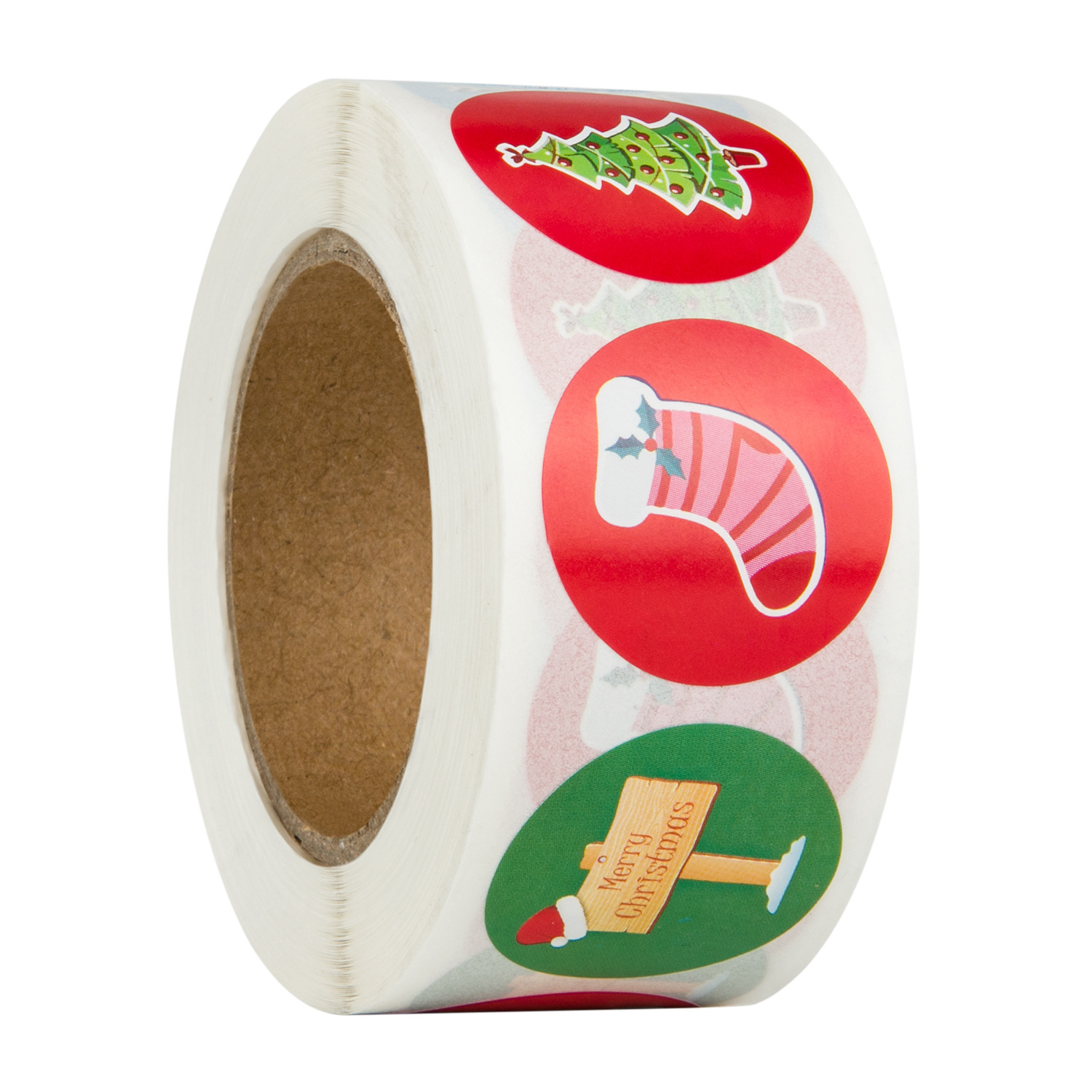 500 Sheets/Roll Round Labels Snowflake Santa Claus Packaging Sticker for Candy Bag Gift Box Packing Bag Christmas Decoration