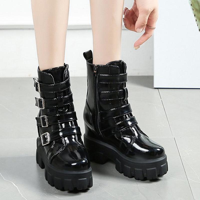 Lucyever Fashion Double Buckle Chunky Boots Women Black Patent Leather Platform Ankle Boots Woman Punk Style Hidden Heels Shoes1
Lucyever Fashion Double Buckle Chunky Boots Women Black Patent Leather Platform Ankle Boots Woman Punk Style Hidden Heels Shoes1