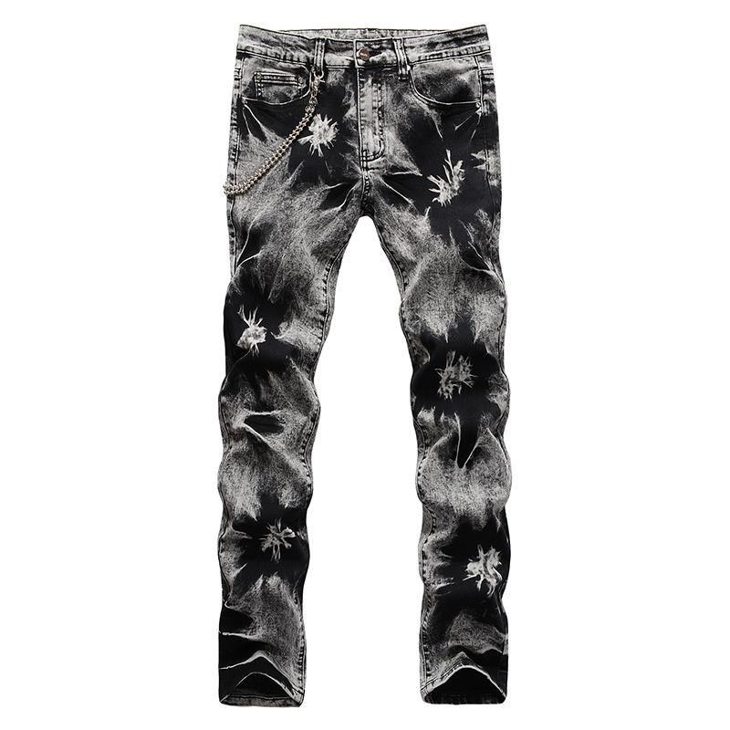 Men's Snow Washed Tie and Dyed Jeans with Chain Streetwear Gray Black Slim Straight Stretch Denim Pants
Men's Snow Washed Tie and Dyed Jeans with Chain Streetwear Gray Black Slim Straight Stretch Denim Pants