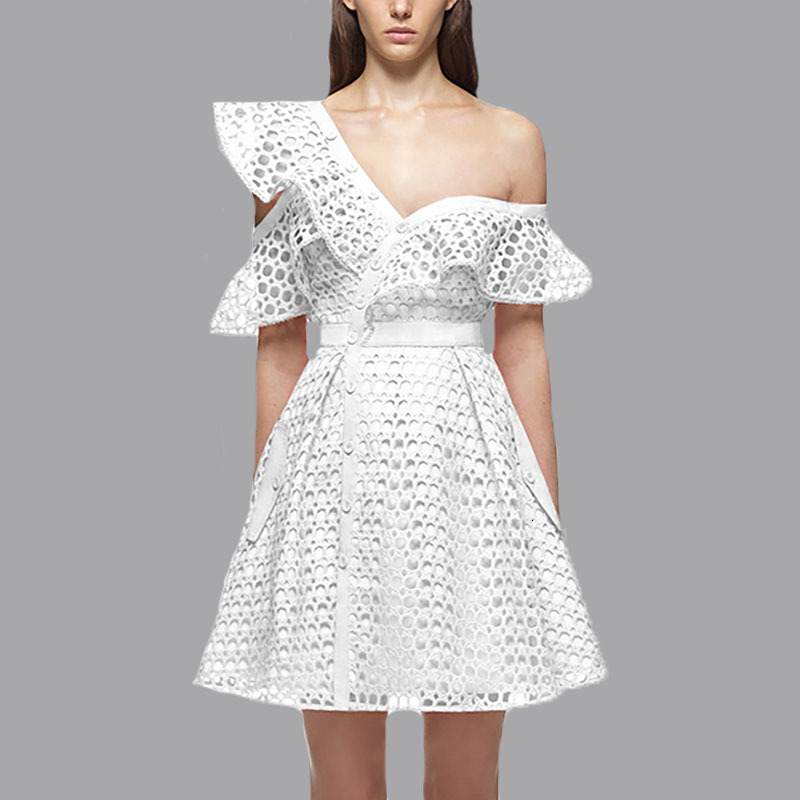 2021 New Arrive Brand Summer Runway Asymmetrical Women Sexy One Shoulder Ruffles White Lace Hollow Out Party Dpze, Black
2021 New Arrive Brand Summer Runway Asymmetrical Women Sexy One Shoulder Ruffles White Lace Hollow Out Party Dpze, Black
