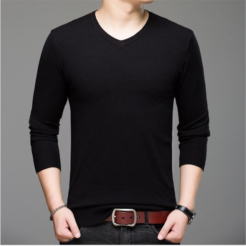 New Spring Pullover Men O-neck Solid Color Long Sleeve Warm Slim Sweaters Men Men's Sweater Pull Male Clothing 201118