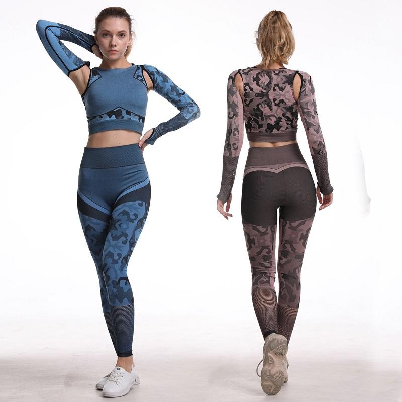 2 Piece Yoga Set Sport Fitness Seamless Camouflage Long-sleeved Gym Workout Clothes for Women Leggings Breathable Jogger Set, Brown-leggings 
2 Piece Yoga Set Sport Fitness Seamless Camouflage Long-sleeved Gym Workout Clothes for Women Leggings Breathable Jogger Set, Brown-leggings