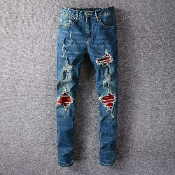 2020 Mens Badge Rips Stretch Black Jeans Fashion Slim Fit Washed Motocycle Denim Pants Panelled Hip HOP Trousers Size 29-42, Blue
2020 Mens Badge Rips Stretch Black Jeans Fashion Slim Fit Washed Motocycle Denim Pants Panelled Hip HOP Trousers Size 29-42, Blue