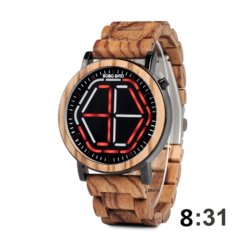 BOBO BIRD LED Display Watch Men relogio masculino Night Vision Digital Mens Watches reloj hombre V-P13 CJ191213