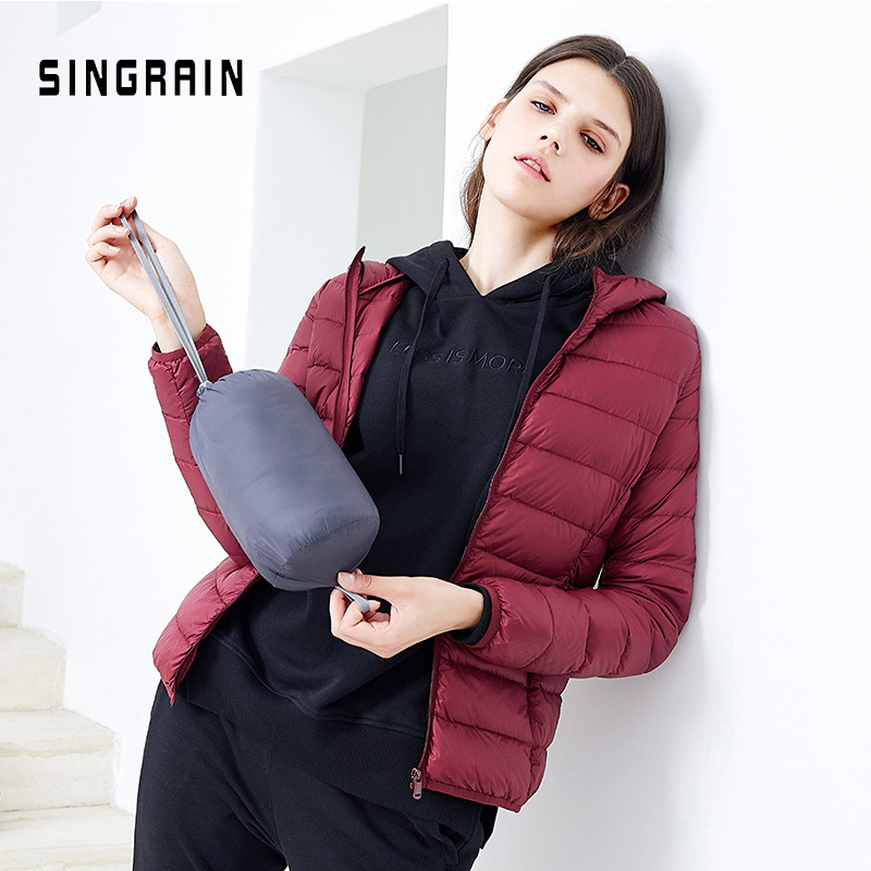 Down jacket women hooded ultra thin 90% Ultra Light duck down coat Female winter large sizes Solid Portable warm jackets woman T200107