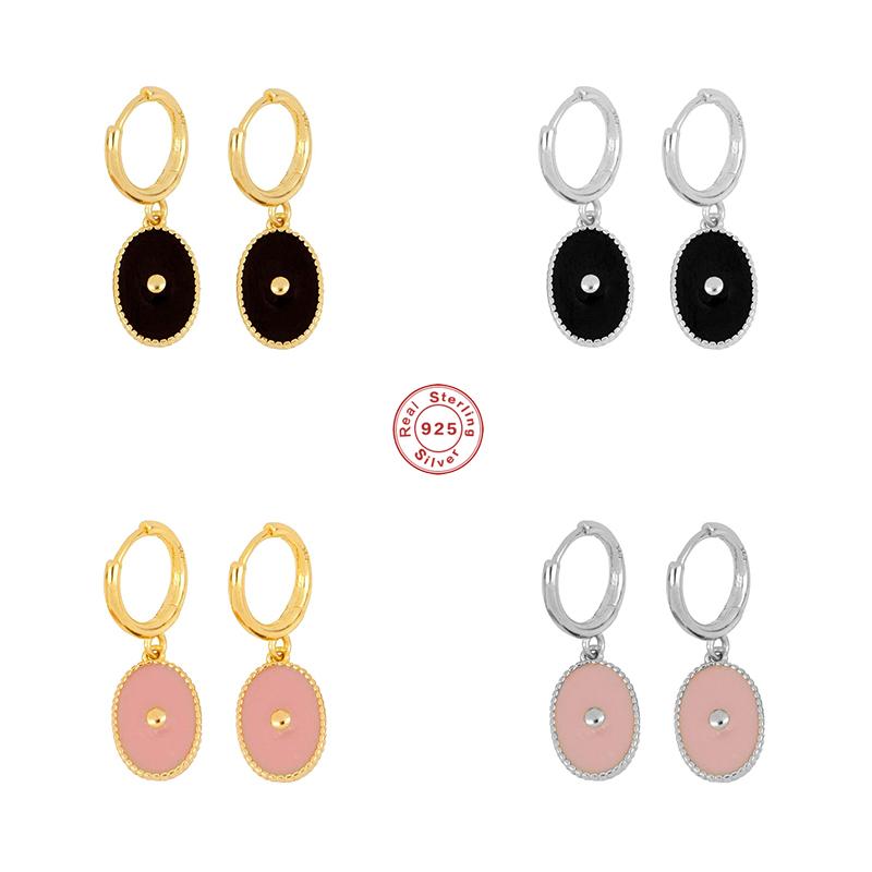 BOAKO 925 Sterling Silver Pink Black Enamel Oval Pendant Gold Hoop Earrings For Women Small Circle Huggie Earring Party Jewelry
BOAKO 925 Sterling Silver Pink Black Enamel Oval Pendant Gold Hoop Earrings For Women Small Circle Huggie Earring Party Jewelry