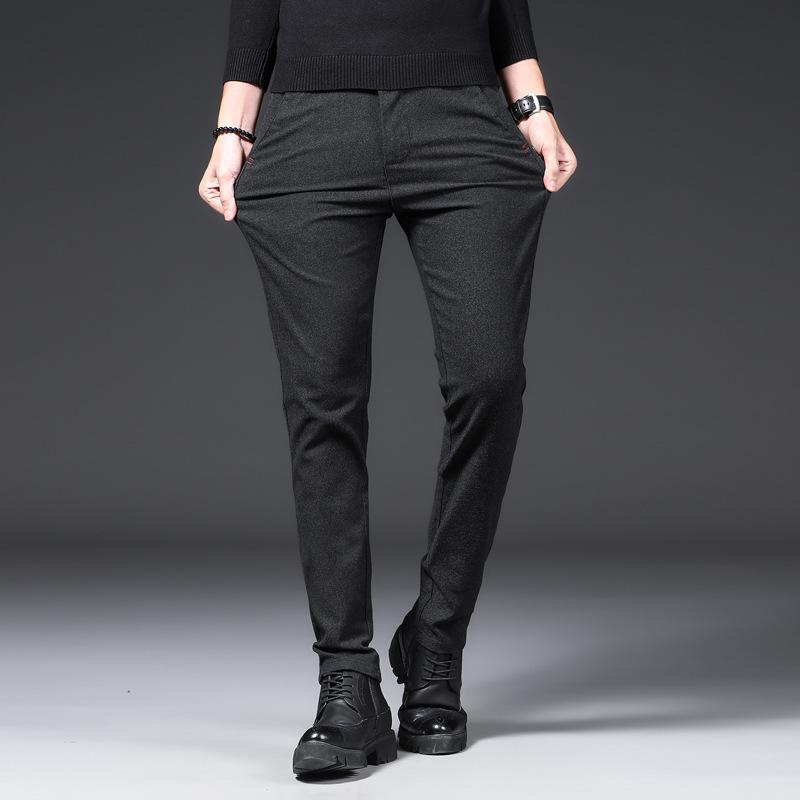 Men's Chinos Pants, Elastic Cotton Trousers For Business Casual, Black