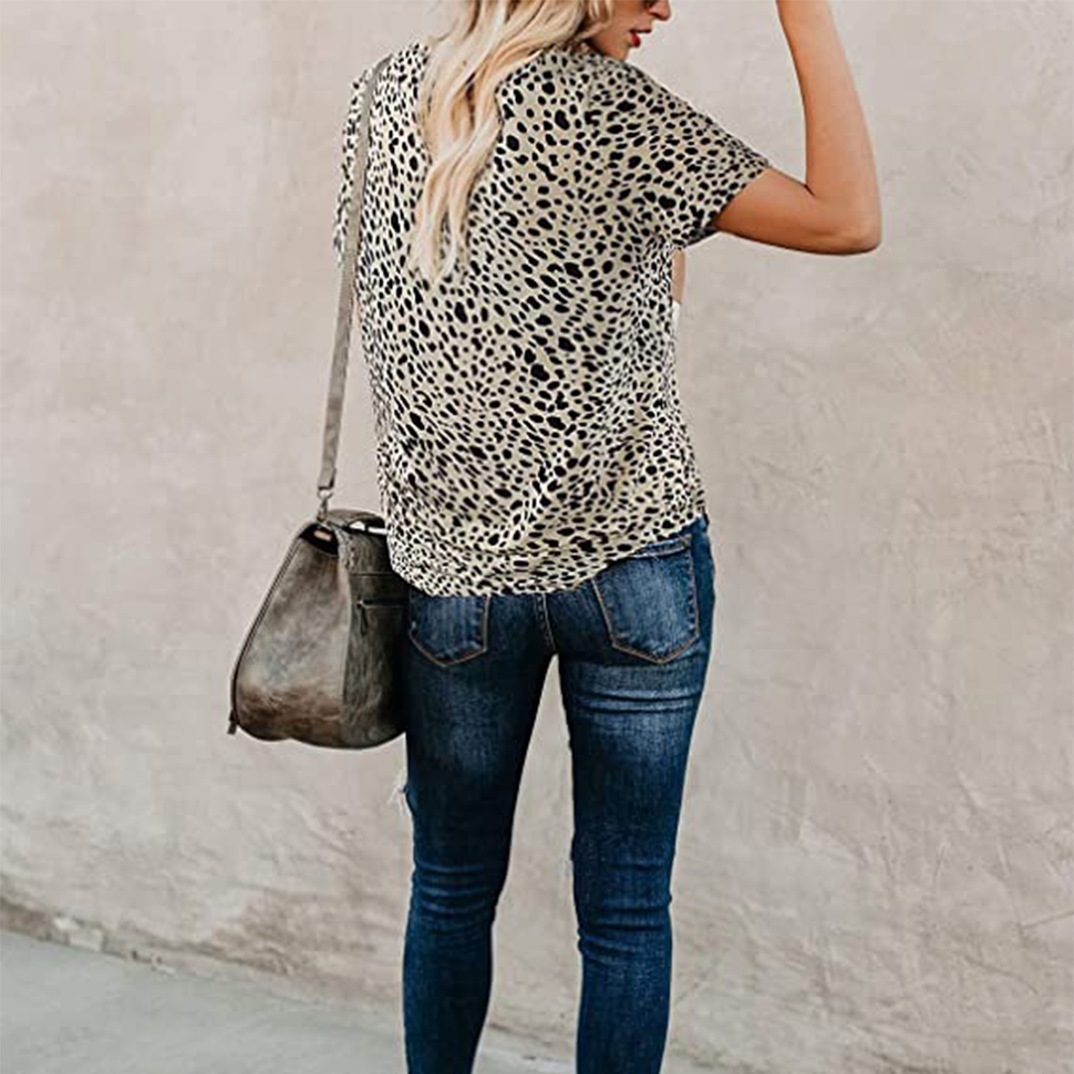 Women Leopard Print T Shirt Casual Tops Tee Lady Short Sleeve T-shirt Top Woman Fashion Blouses Plus Size