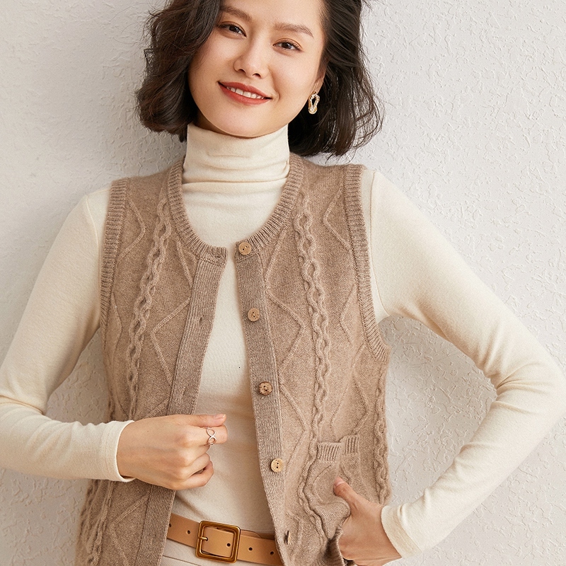 2021 Winter/autumn 100% Pure Goat Cashmere Knitted Cardigans New Fashion Sleeveless Oneck Sweaters Female Standard Knitwear 7drb, While
2021 Winter/autumn 100% Pure Goat Cashmere Knitted Cardigans New Fashion Sleeveless Oneck Sweaters Female Standard Knitwear 7drb, While
