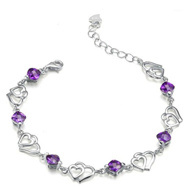 925 Silver Bracelet Women's Double Heart Purple Bracelet for women 925 Silver Crystal Wholesale1
925 Silver Bracelet Women's Double Heart Purple Bracelet for women 925 Silver Crystal Wholesale1