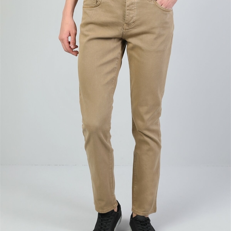 Colins Men 44 Karl Straight Fit Bege High Rise Straight LegPantsmen's trousers men's pants Trousers for men men pants, CL1006465 201125