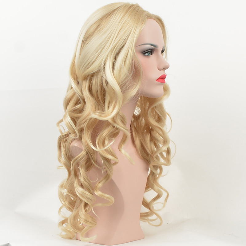 Long Wavy Blond Hair Cosplay Wig Party Halloween Heat Resistant Fashion Women Synthetic Free Wig