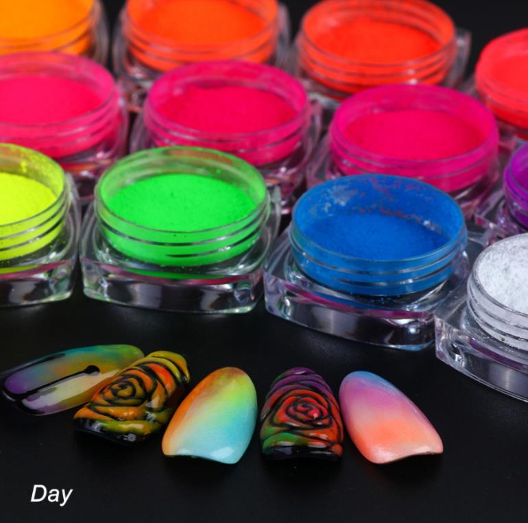 Nail Glitter Art & Salon Health Beauty 1 Box Fluorescent Bk Glow In The Dark Powder Colorf Polish Chrome Dust Pigment Drop Delivery Pa0