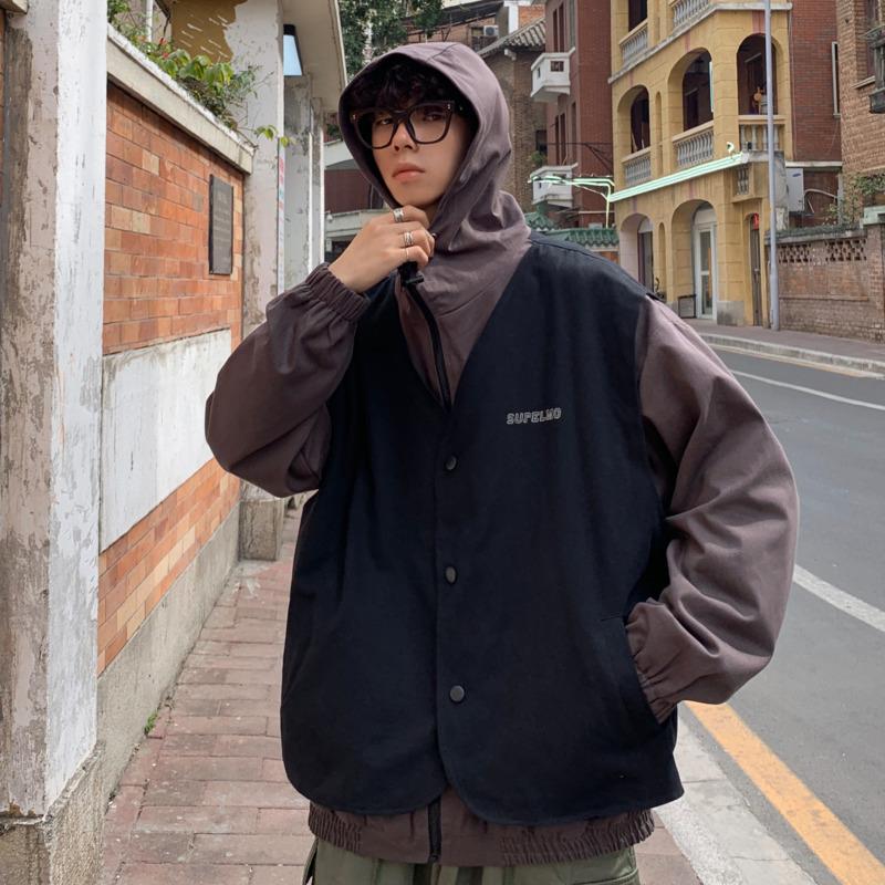 2020 Spring And Autumn New Ins Youth Popular Couple Fake Two Piece Stitching Hooded Jacket Fashion Casual Shirt -2XL, Black
2020 Spring And Autumn New Ins Youth Popular Couple Fake Two Piece Stitching Hooded Jacket Fashion Casual Shirt -2XL, Black