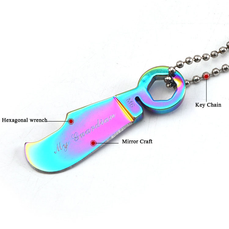 Creative Stainless Steel Multi-Function Tool Knife Key Rings Protable Carton Box Opener Keychain My Guardian Outdoor Keys Holder Nice Gift