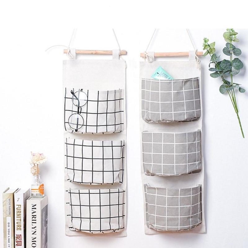 

Wall Hanging Storage Bag 3 Pocket Closet Book Phone Toys Sundries Organizer Holder Bathroom Cosmetic Pouch Container Shelves