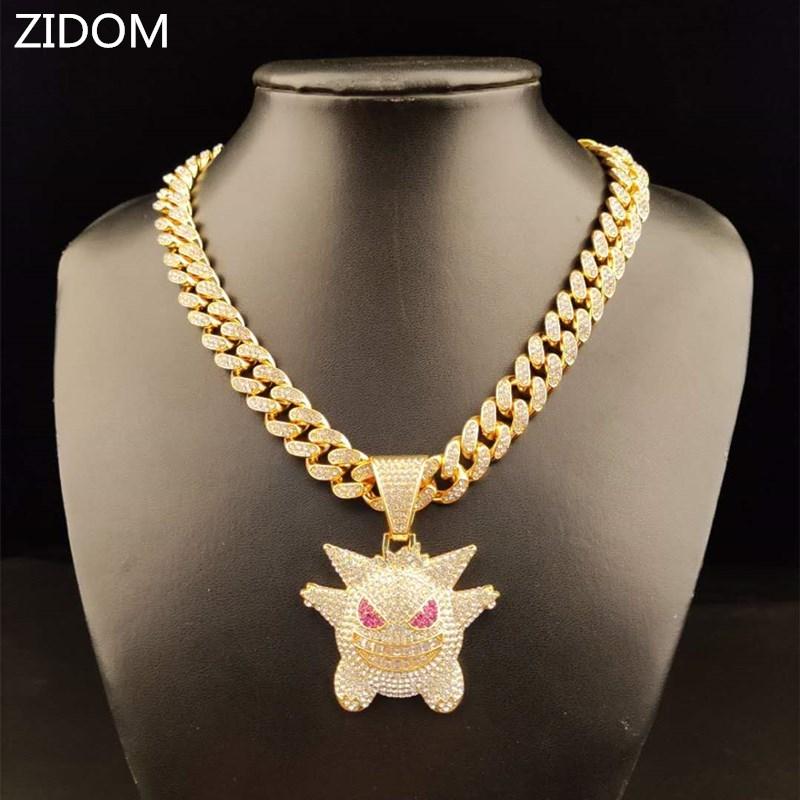 Men/Women Hip hop iced out bling Gengar pendant necklaces with 13mm Miami cuban chain Hiphop necklace charm jewelry fashion gift
Men/Women Hip hop iced out bling Gengar pendant necklaces with 13mm Miami cuban chain Hiphop necklace charm jewelry fashion gift
