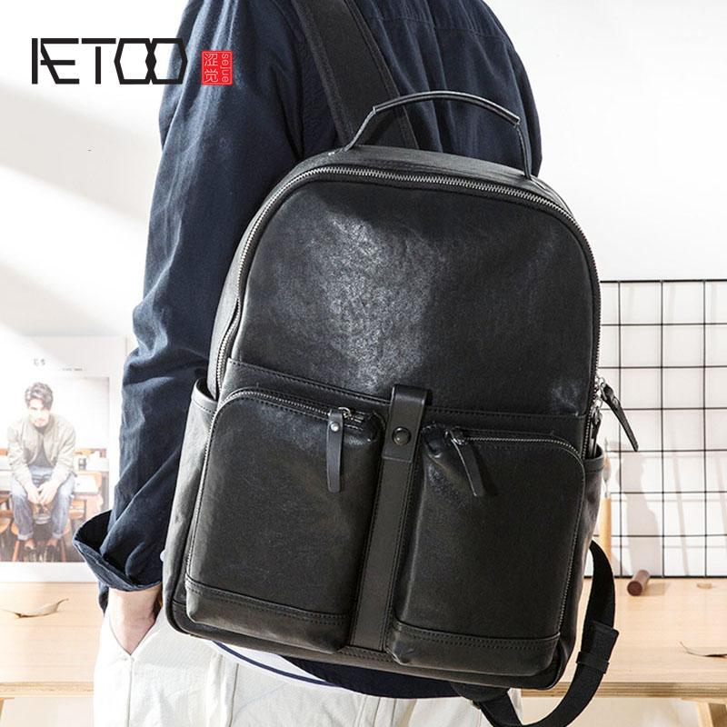 AETOO Men's shoulder bags, leather casual large-capacity backpacks, head leather fashion computer bags, travel bags1, Black
AETOO Men's shoulder bags, leather casual large-capacity backpacks, head leather fashion computer bags, travel bags1, Black