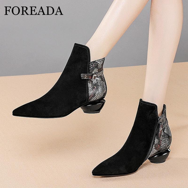 FOREADA Snake Print Woman Boots Real Leather Pointed Toe Ankle Boots Zip Med Heel Shoes Strange Style Heel Short Ladies 42, Black
FOREADA Snake Print Woman Boots Real Leather Pointed Toe Ankle Boots Zip Med Heel Shoes Strange Style Heel Short Ladies 42, Black