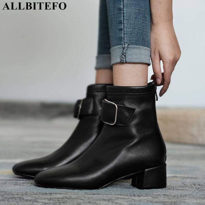 ALLBITEFO thick heels genuine leather square toe party women boots buckle women high heel shoes ankle boots for, As picture
ALLBITEFO thick heels genuine leather square toe party women boots buckle women high heel shoes ankle boots for, As picture