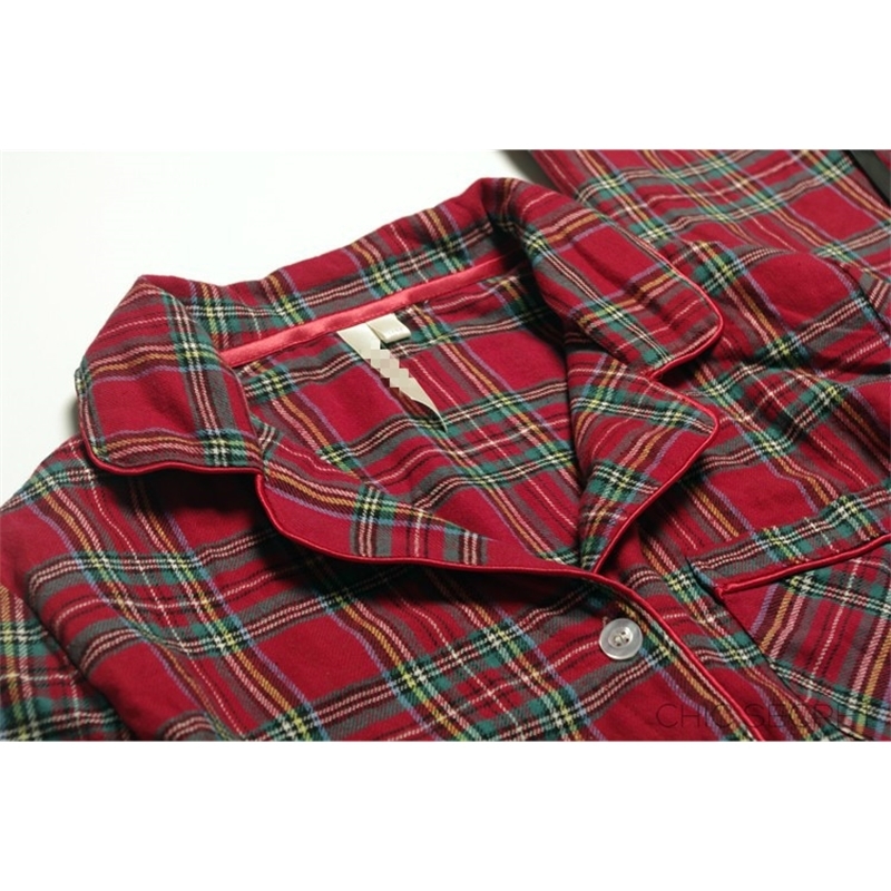 Autumn and winter women fashion loose flannel fabric plaid casual pajama set female trendy color soft cotton lounge sleepwear 201113