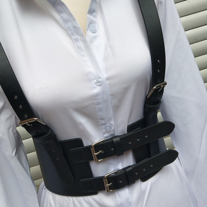 Women Fashion sexy Goth Leather Harness Body Bondage Belt Cage Sculpting elastic Leather Waist Belt chest belt slim body T200327