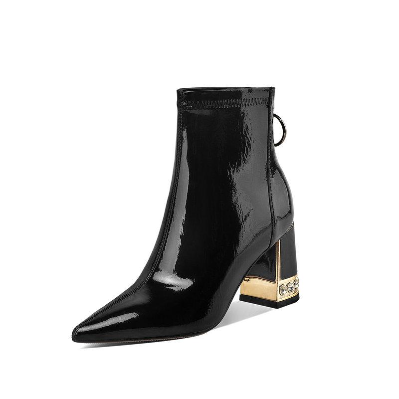 Genuine Leather Metal zippers Winter boots Elegant Women High Heels Boots Shoes Woman Fashion Newest Party Ankle, Black
Genuine Leather Metal zippers Winter boots Elegant Women High Heels Boots Shoes Woman Fashion Newest Party Ankle, Black