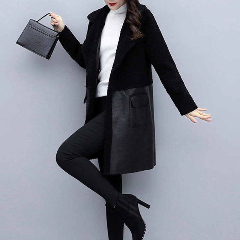 Autumn Winter Both sides Wear Leather Coat Women Plus size 5XL Plus velvet Thicken Loose Outerwear Female Flocking Jackets 3071 201020