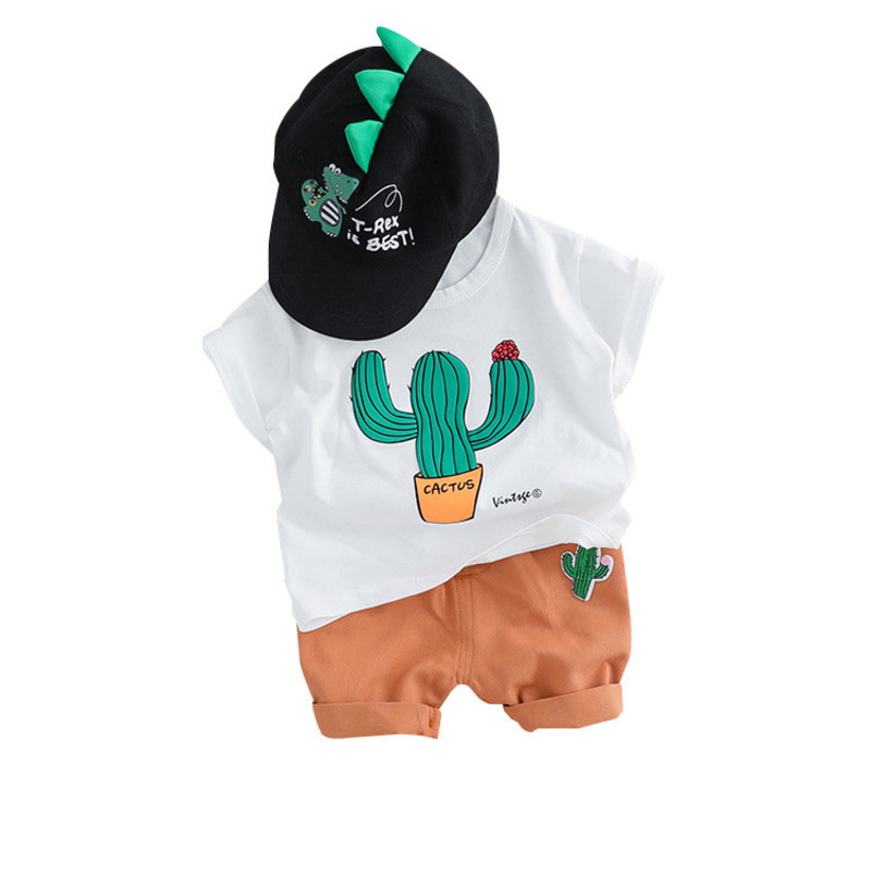 Summer Fashion Toddler Infant Clothing Sets Baby Girls Boy Clothes Suits Cactus T Shirt Shorts Kids Tracksuits Child Casual Wear LJ201223