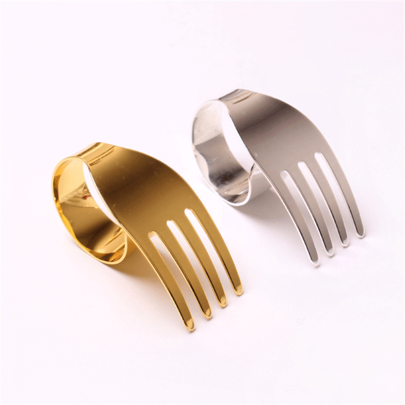 Special Metal Fork Napkin Ring Holder Gold Silver