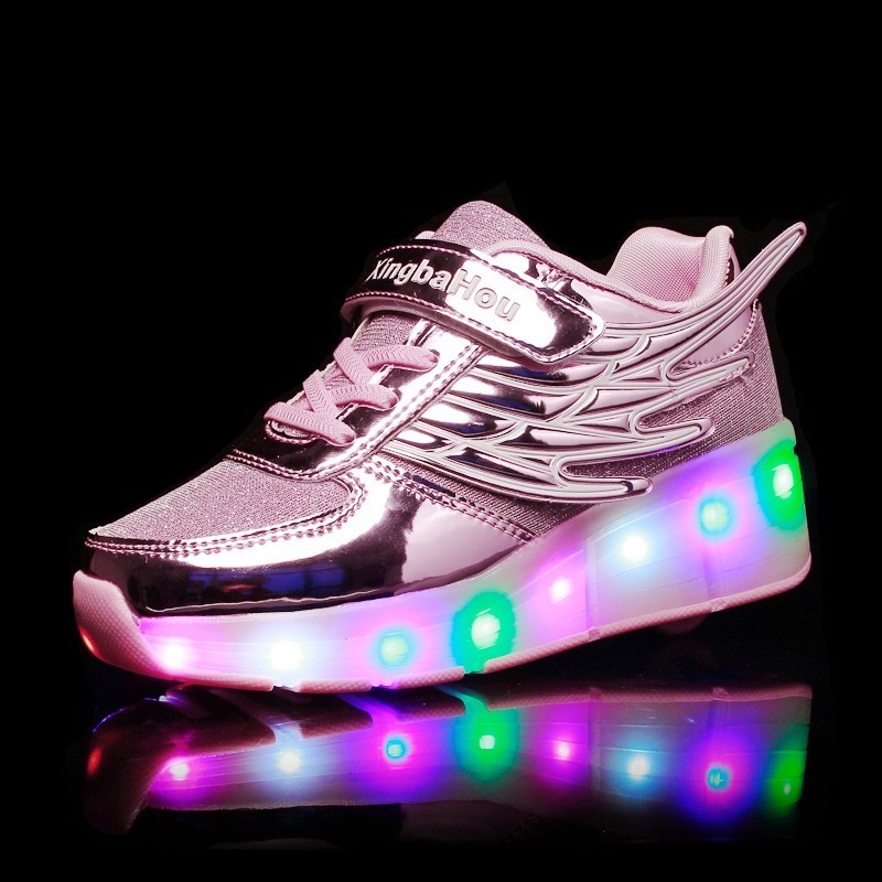 New Pink Gold Cheap Child Fashion Girls Boys LED Light Roller Skate Shoes For Children Kids Sneakers With Wheels One wheels