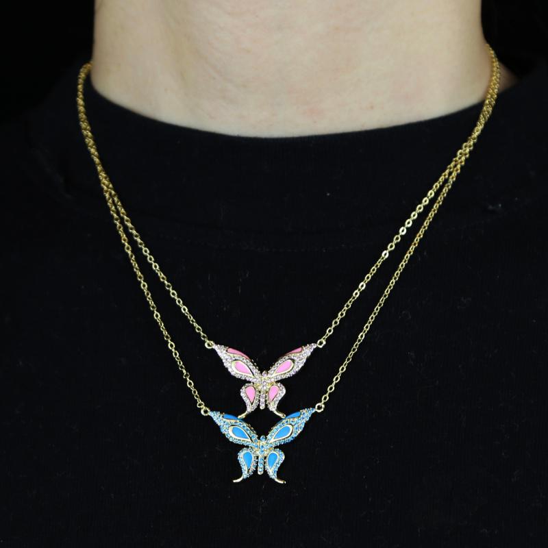 Gold Color Pink Blue Enamel Cute Lovely Butterfly Pendant Sparking CZ Colorful necklace 2021Valentine's Day Gift For Girlfriend
Gold Color Pink Blue Enamel Cute Lovely Butterfly Pendant Sparking CZ Colorful necklace 2021Valentine's Day Gift For Girlfriend