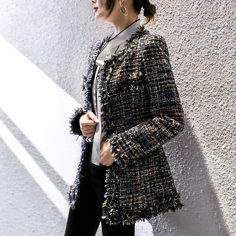 Black Women's Jacket Tweed Holiday Spring/Autumn/Winter Jacketr T Business Classic Ladies One Piece Jacket Coat 201029