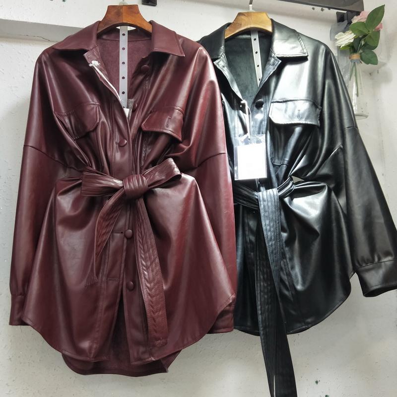 Leather Coat Medium Long Women' Pu Leather Shirts 2020 Spring Autumn New Single Breasted Belt Waist Motorcycle Jacket, Black
Leather Coat Medium Long Women' Pu Leather Shirts 2020 Spring Autumn New Single Breasted Belt Waist Motorcycle Jacket, Black