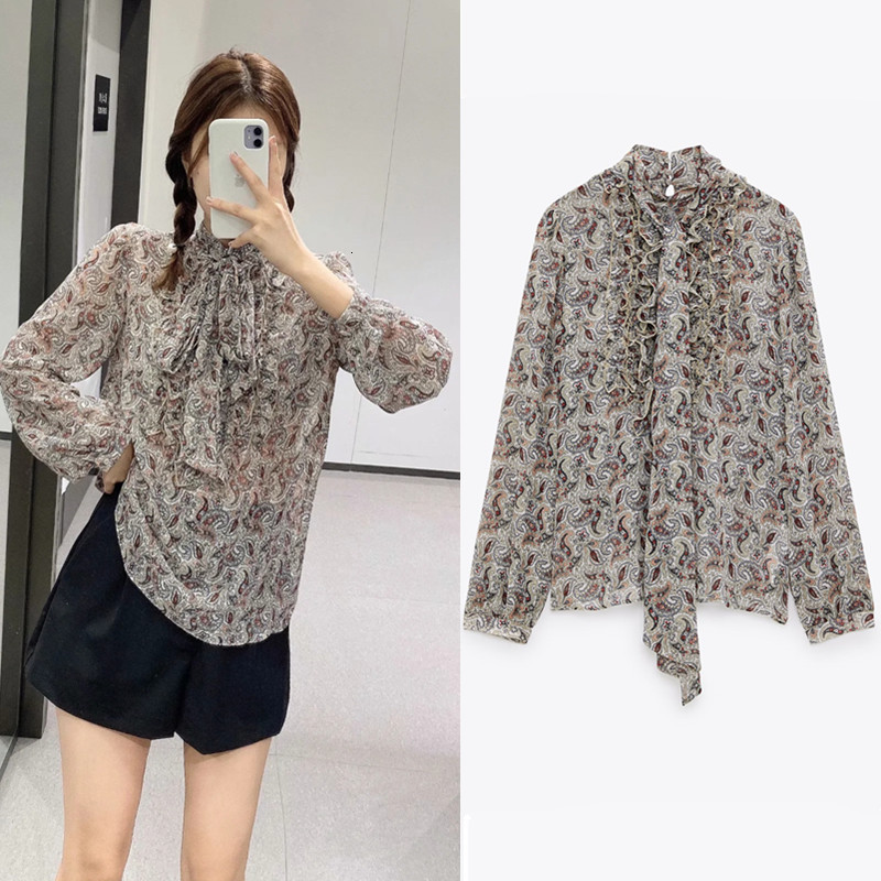 2021 New Women Bow Printed Blouse Woman Vintage High Neck Tied Ruffle Long Sleeve Top Fashion Back Button Laddies Tops 99n4, Print
2021 New Women Bow Printed Blouse Woman Vintage High Neck Tied Ruffle Long Sleeve Top Fashion Back Button Laddies Tops 99n4, Print