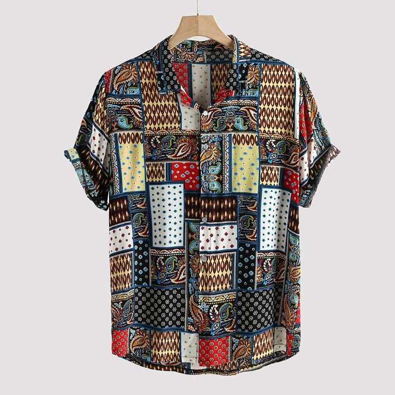 Shirts For Men Vintage Ethnic Style Printing Loose Short Sleeve Stand Collar Casual Shirt Hawaiian Oversize Mens Shirts Camisas
Shirts For Men Vintage Ethnic Style Printing Loose Short Sleeve Stand Collar Casual Shirt Hawaiian Oversize Mens Shirts Camisas