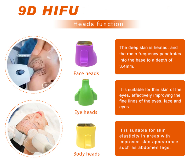 Hifu double chin treatment slimming machine target the layer and destroy fat cells with 9D HIFU technology